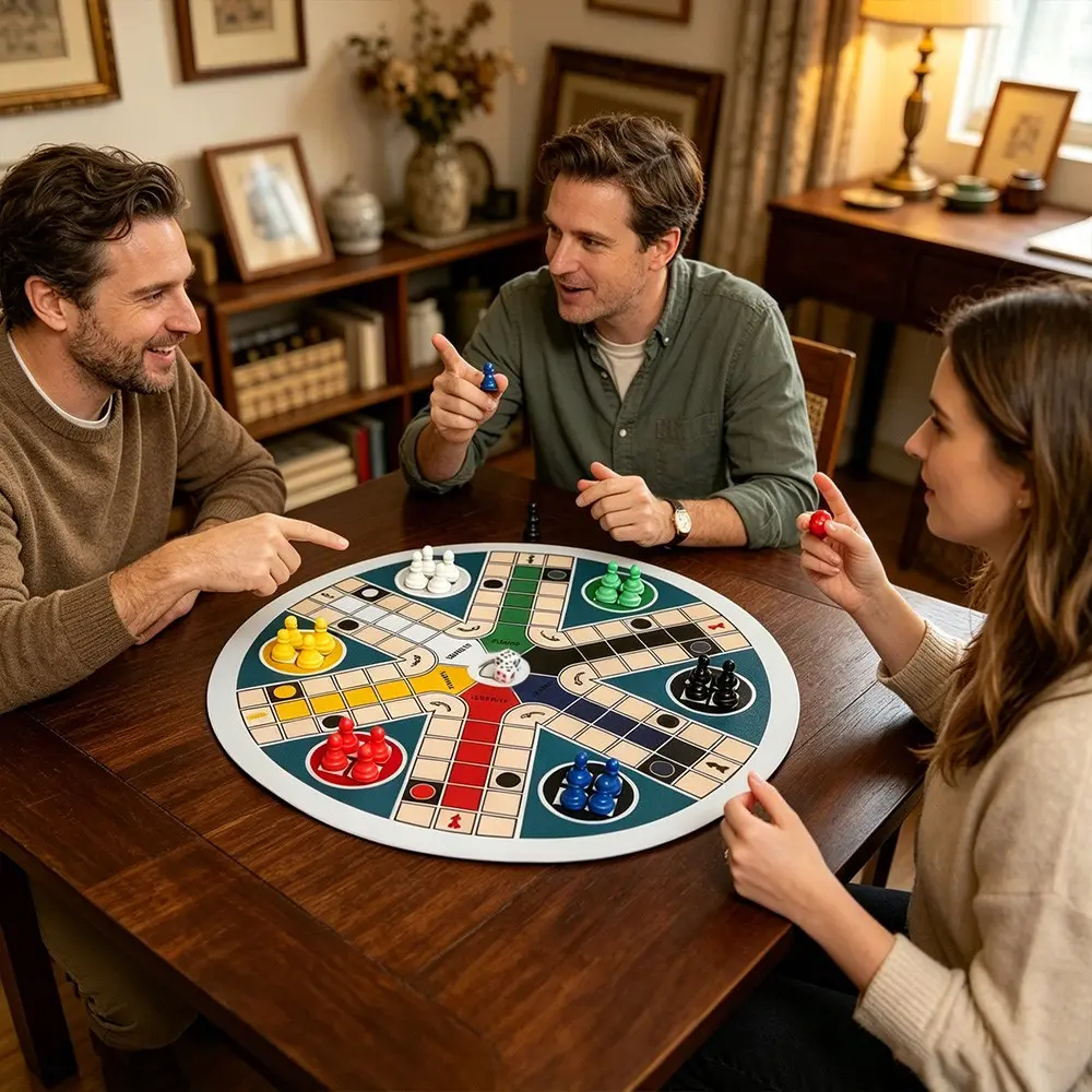 Large 6-Player Board Game for Family Game Nights, Classic Chess-Style Strategy Dice Game with Numbered Pieces (1-6), 24 Color-Coded Dice & Dice Cup, Fast-Paced Party Game for Christmas & Halloween Parties, Party Game Set, Board Games for Family Night