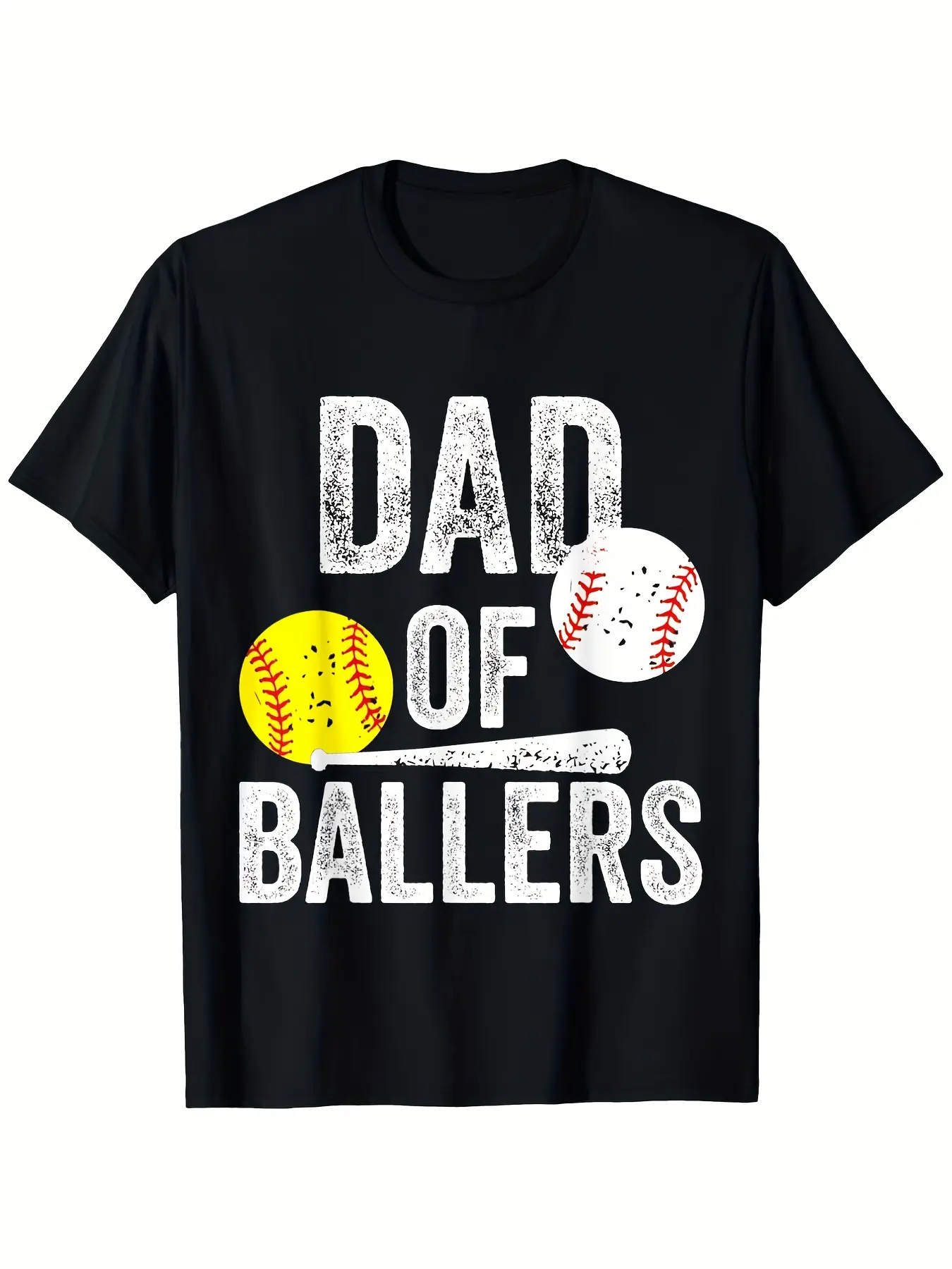 Men's Funny Dad of Ballers Baseball Softball T-Shirt, unisex soft cotton short-sleeved T-shirt, vintage graphic casual tee for men, women, and teens, perfect birthday or holiday gift for camping, travel, gym, or daily street wear.