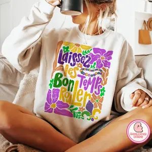 Boho Laissez Les Bon Temps Rouler Sweater, Coquette Mardi Gras Sweater, Mardi Gras Sweater, Fleur De Lis Sweatshirt