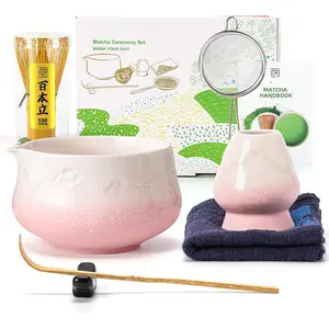 7 count Matcha Whisk Set,  Matcha Set, Ceremony Matcha  Kit,Matcha  Set for Making Latte,Matcha Whisk Set and Bowl with Scoop&Sifter,Fuji Design Ceramic Bowl, for Matcha Lovers