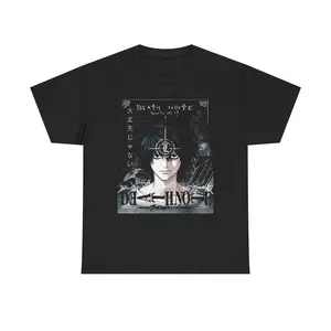 Men's 100% Cotton Short-Sleeve Death Note Portrait Print Manga Graphic T-Shirt - Casual Yarn Fabric, Reinforced Hem, Ultra-Soft Premium Apparel