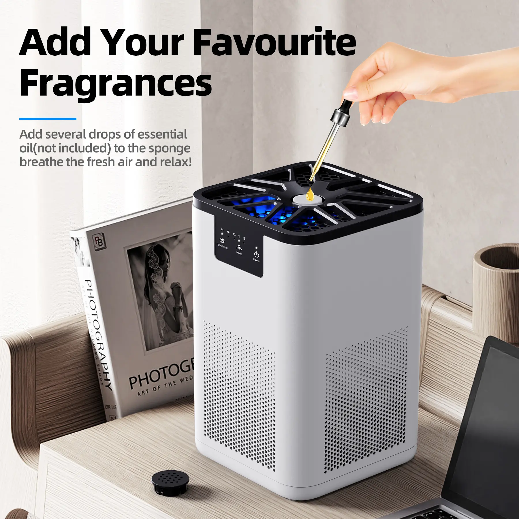 AROEVE MK06 Smart Air Purifier, 120V Home Air Cleaner for 215 Sq Ft, Aromatherapy Function, Quiet Working, Carbon Filter, Remove Pet Hair & Smoke, Allergy Friendly, With Manufacturer Warranty