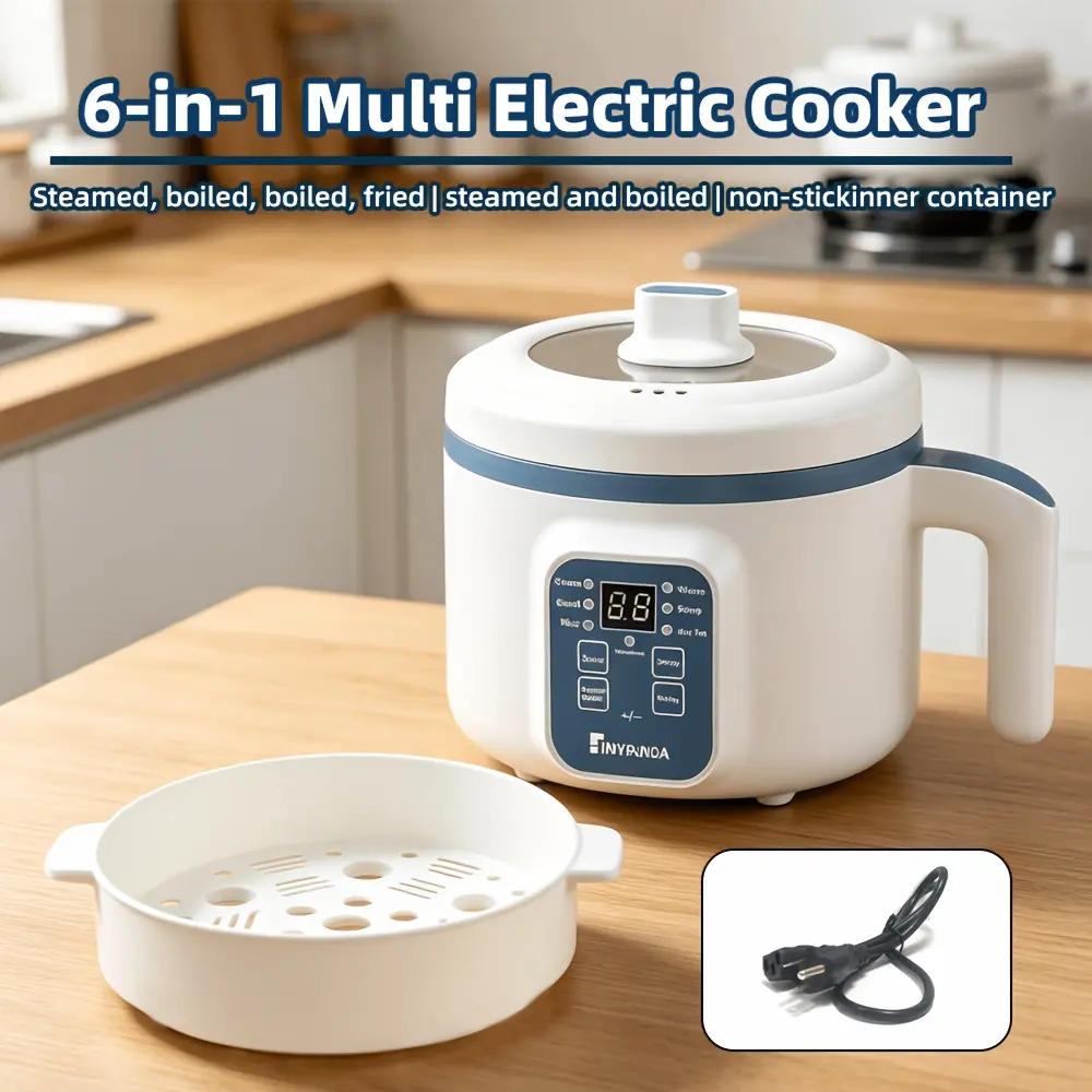 57.48oz Multifunctional Intelligent Electric Pot, Convenient Steaming And Cooking Integrated Pot, Overheating And Drying Protection, 6 Cooking Modes, Mini Steamer, Double-Layer Non-Stick Pot, Suitable for 1-2 People, Rice, Soup, Pasta, Steak, Etc
