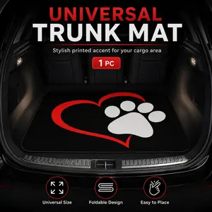 Heart Shape Dog Car Trunk Mat, Polyester Fiber Cargo Liner for Suv Sedan, Non-Slip, Stylish Design, Cute Auto Accessory
