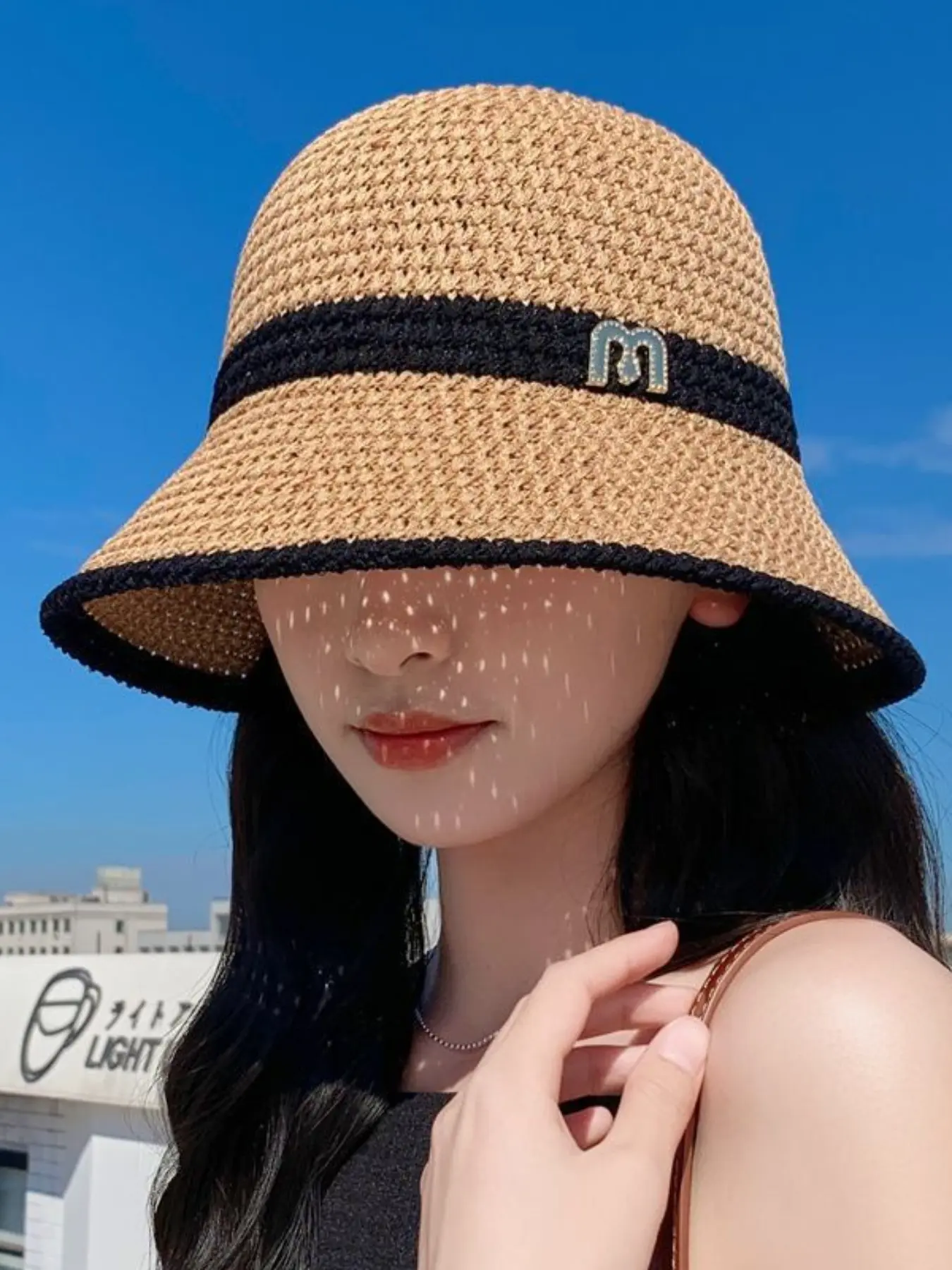 Korean Style Woven Fisherman Hat, Adjustable Bucket Hat, Soft Crochet Knit, Minimalist M Detail, Daily Wear Accessories, Elegant Ditsy Floral Pattern