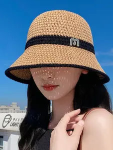 Korean Style Woven Fisherman Hat, Adjustable Bucket Hat, Soft Crochet Knit, Minimalist M Detail, Daily Wear Accessories, Elegant Ditsy Floral Pattern