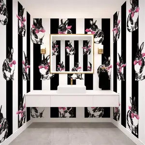 Bunnies and Stripes Luxury Wallpaper Mural