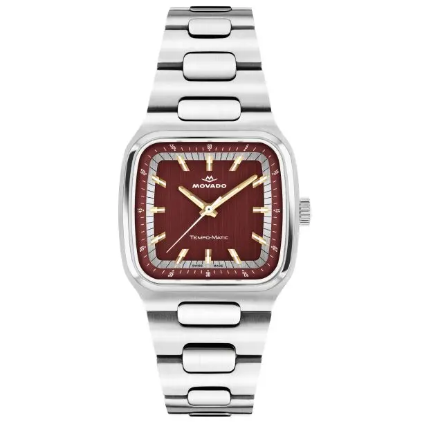 Movado Heritage Tempo-Matic Automatic Red Dial Stainless Steel Watch – 3650266