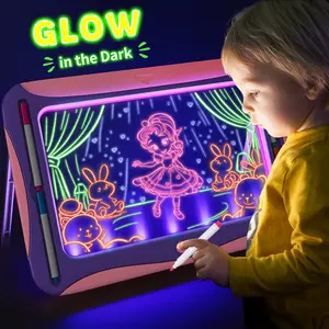 LED drawing graffiti board, educational children's toys, Christmas birthday gifts for 3-8 year old boys and girls (9 double-sided cards, 6 markers)