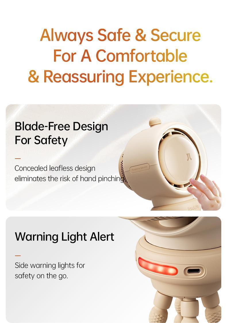 Jisulife Baby Stroller Fan Portable Large Battery Operated 100 Speeds Air Purify & Air Turbo Tech Bladeless Stroller Fan for Car Seat