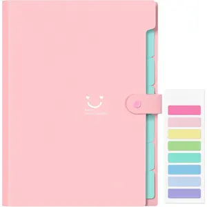 Accordion File Organizer, Letter Size, 7 Pocket Expanding File Folder, Cute File Folder with Labels, Portable File Organizer for School Office Supplies, Folders for Documents, Pink