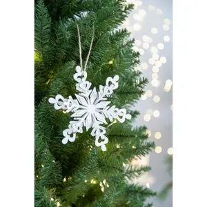 Iron Snowflake Hanger 6.3x1.8x6.7" Decorative Hanging Ball Christmas Tree Ornaments for Holiday Party Decorations Set of 6