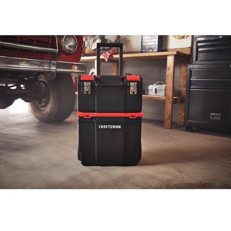 Craftsman 3-In-1 Rolling Workshop Packout 19 Red Plastic Rolling with Versastack Portable Storage System small part Double-Sided Transparent