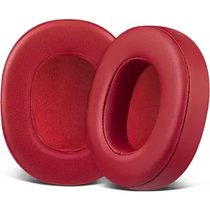 Replacement Earpads for Skullcandy Hesh 3/ANC/Evo &  Wireless/ANC/Evo & Venue ANC Over-Ear Headphones, Ear Pads Cushions with Soft Protein Leather, Noise Isolation Foam - Red