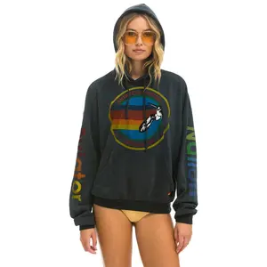 AVIATOR NATION MALIBU RELAXED PULLOVER HOODIE - CHARCOAL