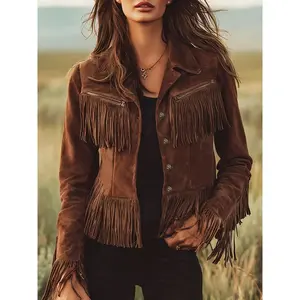 Women's Western Style Bohemian Fringe Faux Suede Jacket