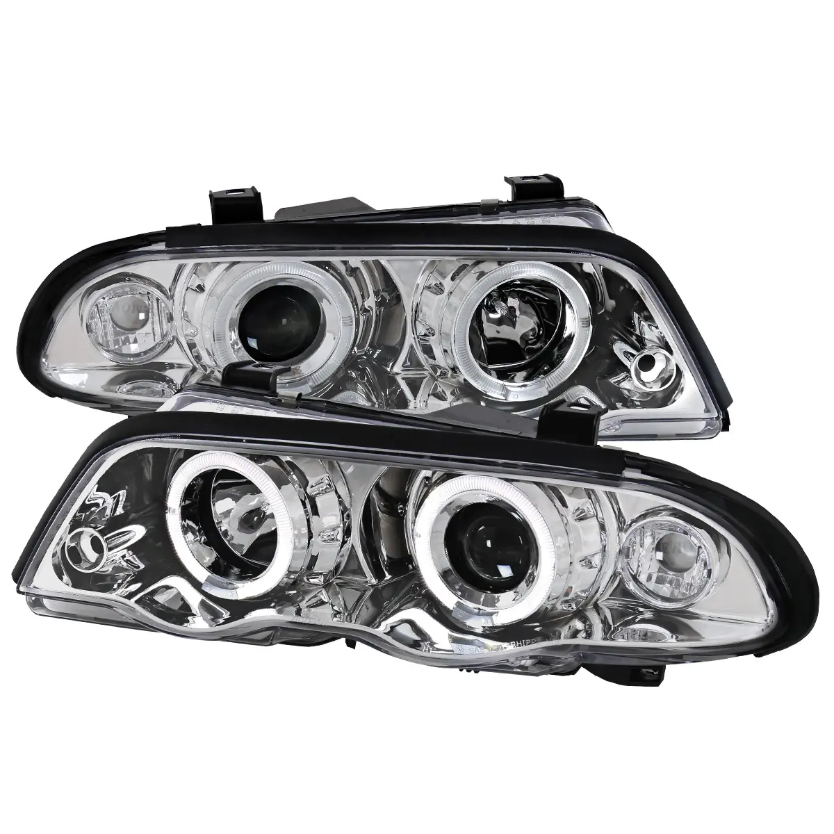 1999-2001 E46 3 Series Sedan Dual Halo Projector Headlights (Chrome Housing/Clear Lens)