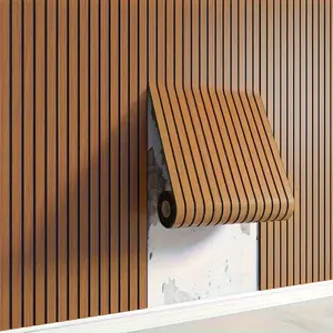 2 Rolls Wood Grain Wallpaper, Waterproof 3D Grille Wallpaper, Self-adhesive Wall Stickers, Easy to Clean Durable Wall Decals, Suitable for Fealls, Office, Bedroom, Living Room, Peel and Stick Wallpaper Design, Textured Wallpaper