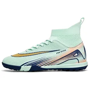 Unisex Trendy Parent-Child Football Shoes, Breathable Material, Anti-Slip Studs, Sporty Style, All Seasons, Medium Width, Above Ankle, Soccer Cleats