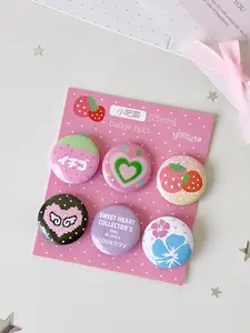 Cartoon Angel Clover 25mm Pin Set, Vintage Mini Pins, Brooches, Student Decoration Badges, 6-Piece Kit, Retro Style Accessories