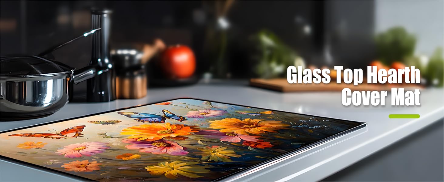 JOYFINITY Multi-Design Stove Cover for Glass/Electric Stoves - 3-in-1 Heat-Resistant Protector Mat, Non-Slip Drying Rack 28.4*20.5in