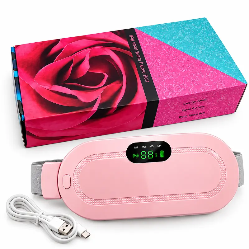 Women's Rechargeable Cordless Heating Pad Belt with Vibration Massage, 3+ Heat Settings, Adjustable Waist Warmer for Daily Comfort, Home, Office & Travel, Self-Care Gift, Christmas Gift for Women