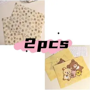 Rilakkuma Family A4 Document Bag Button Fastening Waterproof Student Cute File Folder Storage Pouch For Test Papers