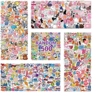 Mother's Day Gift 500pcs Cute Waterproof Stickers Pack, Random Stickers for Kids, Teens, Adults - Water Bottle, Laptop, Skateboard, Helmet