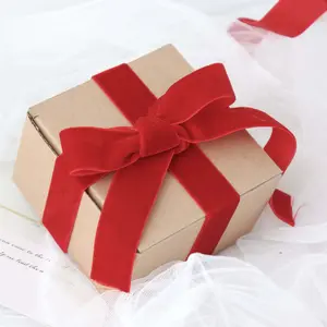 Red Velvet Single Faced Ribbon Spool, DIY Craft Supplies, Velvet and Nylon Ribbon Roll 10 Yards 1"