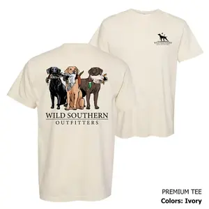 Menswear Short-Sleeve Classic Round Neck T-Shirt, Wild Southern Outfitters Hunting Dogs Tee with Lab Retriever Trio Graphic, Duck Hunting Outdoor Casual Top - KitchenEra