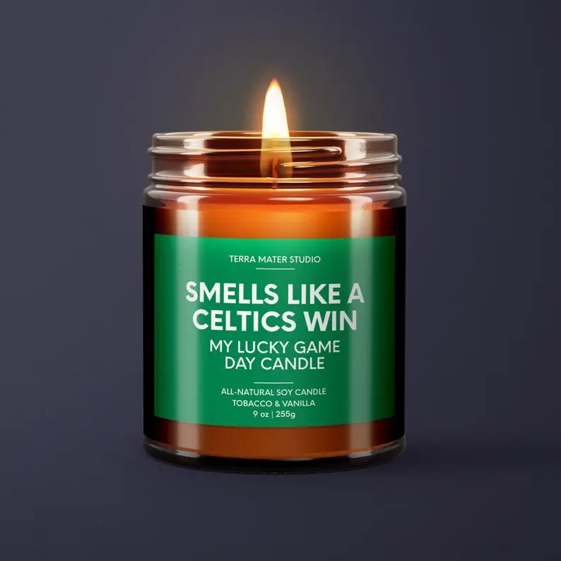 Smells Like A Celtics Win Candle, Boston Lucky Game Day Candle, Soy Candle, Boston Game Day Decor, Celtics Fan Gift, Birthday Gifts for Dad, Boyfriend