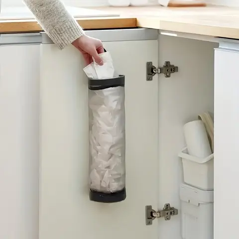 1pc Mesh Hanging Folding Storage Bag, Foldable Breathable Grocery Bag Holder, Kitchen & Dining Room Organizer