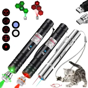 3-Piece USB Rechargeable Pet Laser Toy Set, Silver Color Laser Pointer with 5 Adjustable Modes, Cat Training & Outdoor Play