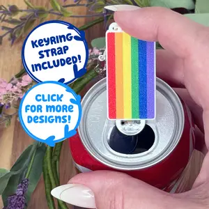 Tab Buddies Flags for a cause: Pride, Disability, LGBTQ+ Queer Keychain - Cute Drink Can Opener for Long Nails, Drag Queen, Accessibility - Wide Press ons hack accessory, present Kitchen Utensils Stripe