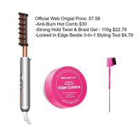 Hot Comb+Edge Control Gel + Styling Tool