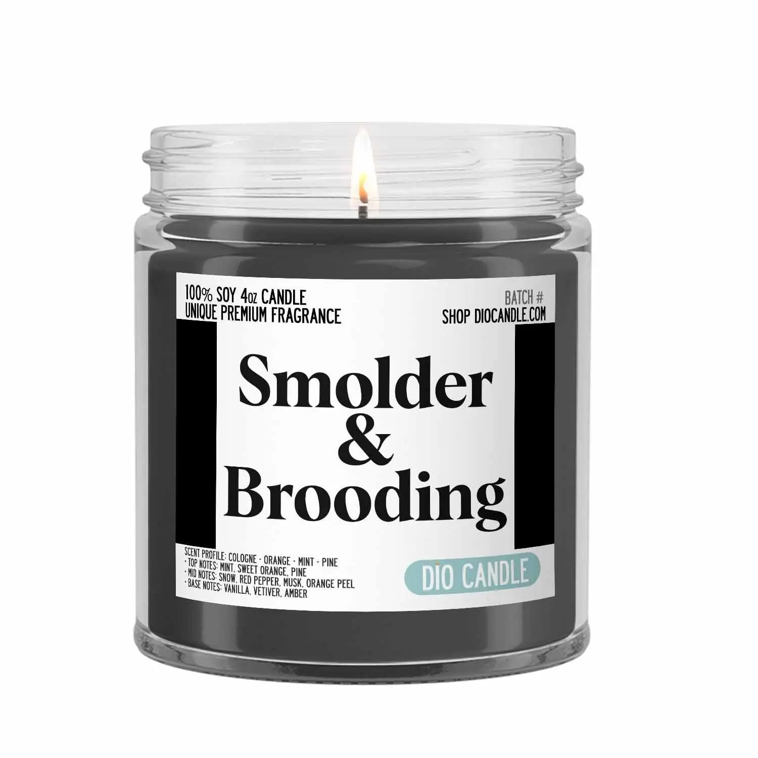 Smolder and Brooding Scented Candle - Smells Like Cologne, Orange, Mint and Pine - Dio Candle