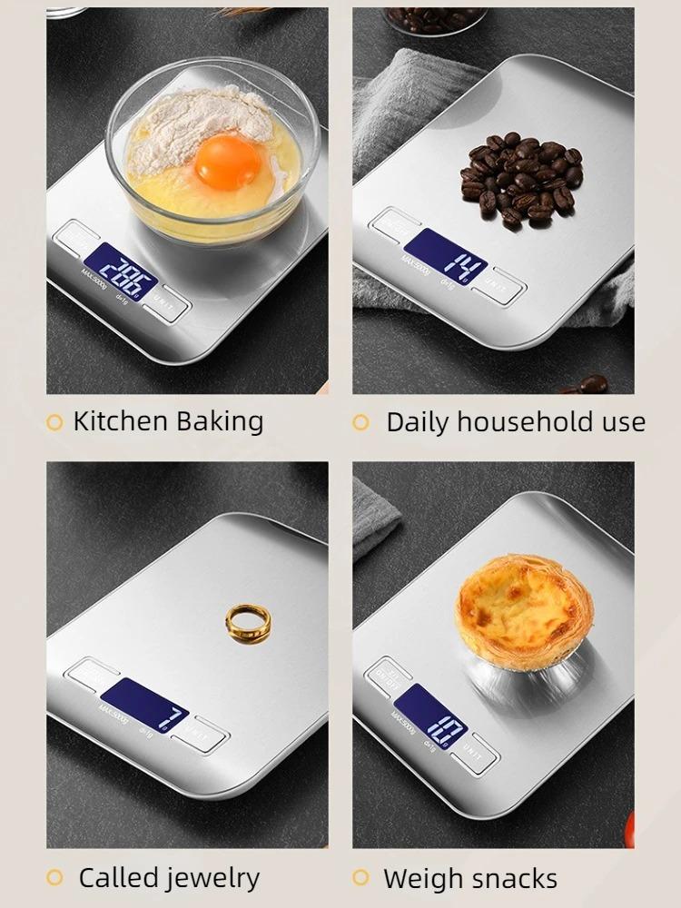 5kg/1g Multifunction Electric Digital Kitchen Food Scale LCD Display, High Precise Waterproff Measuring Scale Stainless Steel
