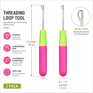 Latch Hook Tool Crochet Needle 2 Pack for Micro Braids Hair Extensions Feather Rug Making and Carpet Craft