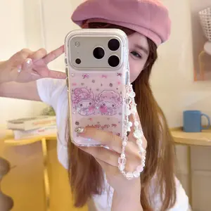 Strawberry Melody Phone Case with Charm, Fits iPhone 17 Pro Max, 16 Pro Max, 15 Pro Max, 15 Pro, 15, Fashionable Women's Case