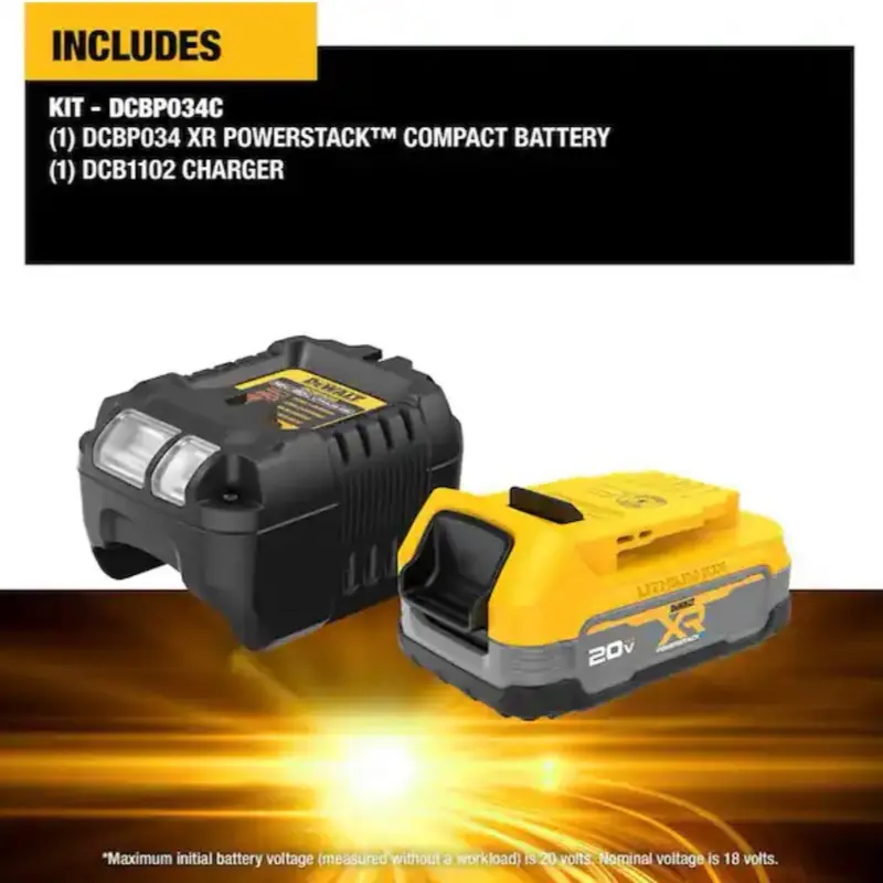 DEWALT 20V MAX XR POWERSTACK Lithium-Ion Battery Starter Kit with 1.7Ah Battery and Charger