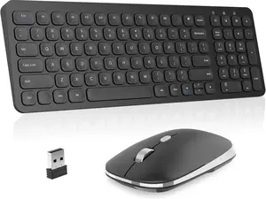 Cimetech Wireless Keyboard Mouse Combo, Compact Full Size Wireless Keyboard and Mouse Set Less Noise Keys 2.4G Ultra-Thin Sleek Design for Windows, Computer, PC, Notebook, Laptop - Matte Black ergonomic keyboard