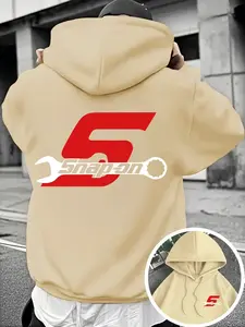 Men's Hooded Sweatshirt Fall & Winter, Snap-On Tool Wrench Print, Loose Fit Casual Workwear, Suitable for Mechanics