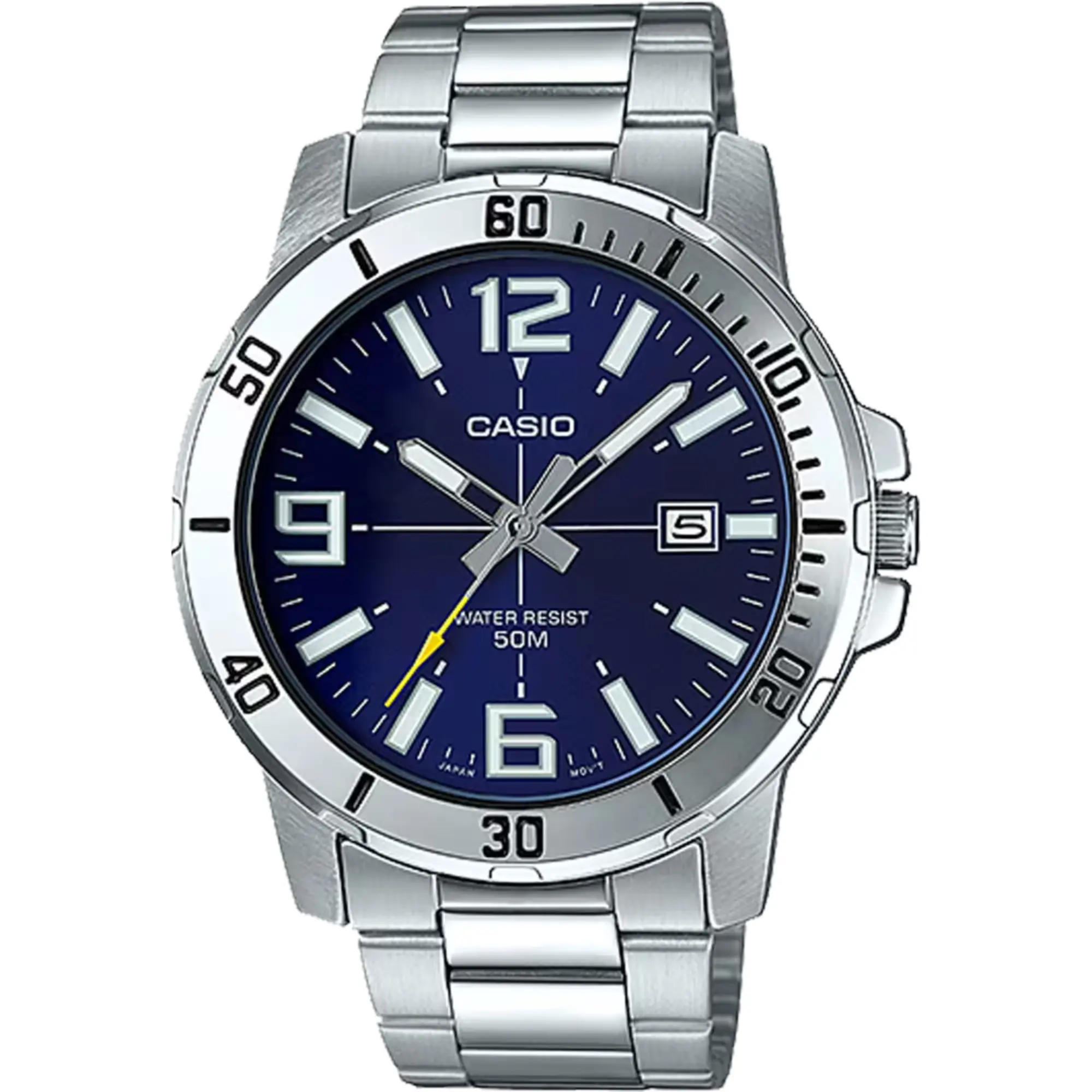 Casio Men’s Blue Dial Analog Watch Steel Bracelet - MTP-VD01D-2BVUDF