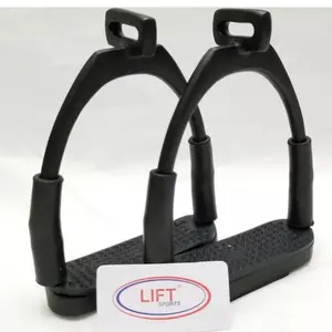 OFFSET BLACK HORSE FLEXIBLE SAFETY STIRRUPS (4.75’’) RIDING BENDY IRON STEEL