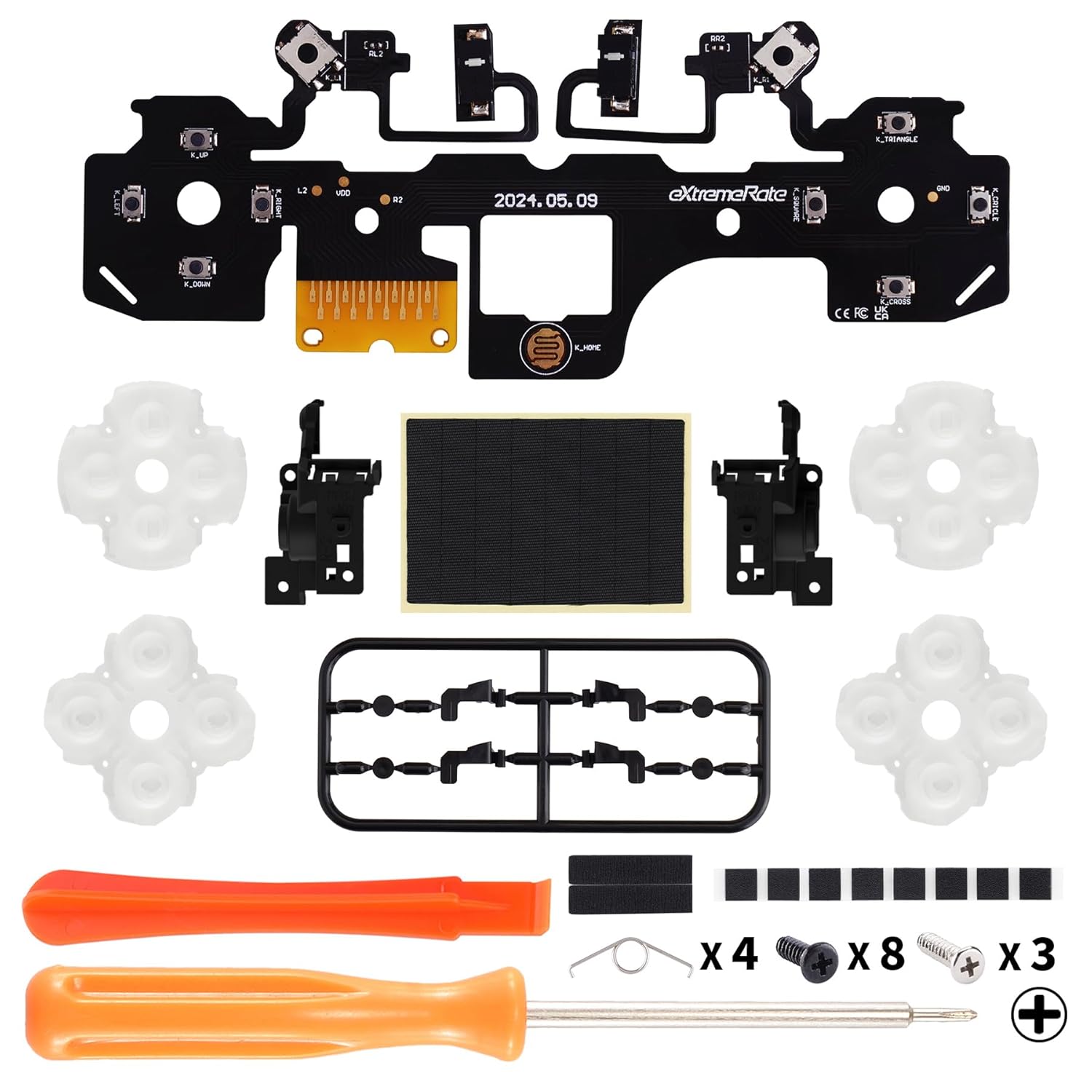 eXtremeRate Durable Whole Clicky Kit for PS5 Exclusive Controller (Fits BDM-030) - Console Accessory, Gaming Console Accessories, Custom Micro Switches L2R2, Tactile L1R1 Keys, Mouse Click Shoulder/Face/Dpad Buttons, Silicone Parts, 11 Screws, 1.2n/1.4n,,