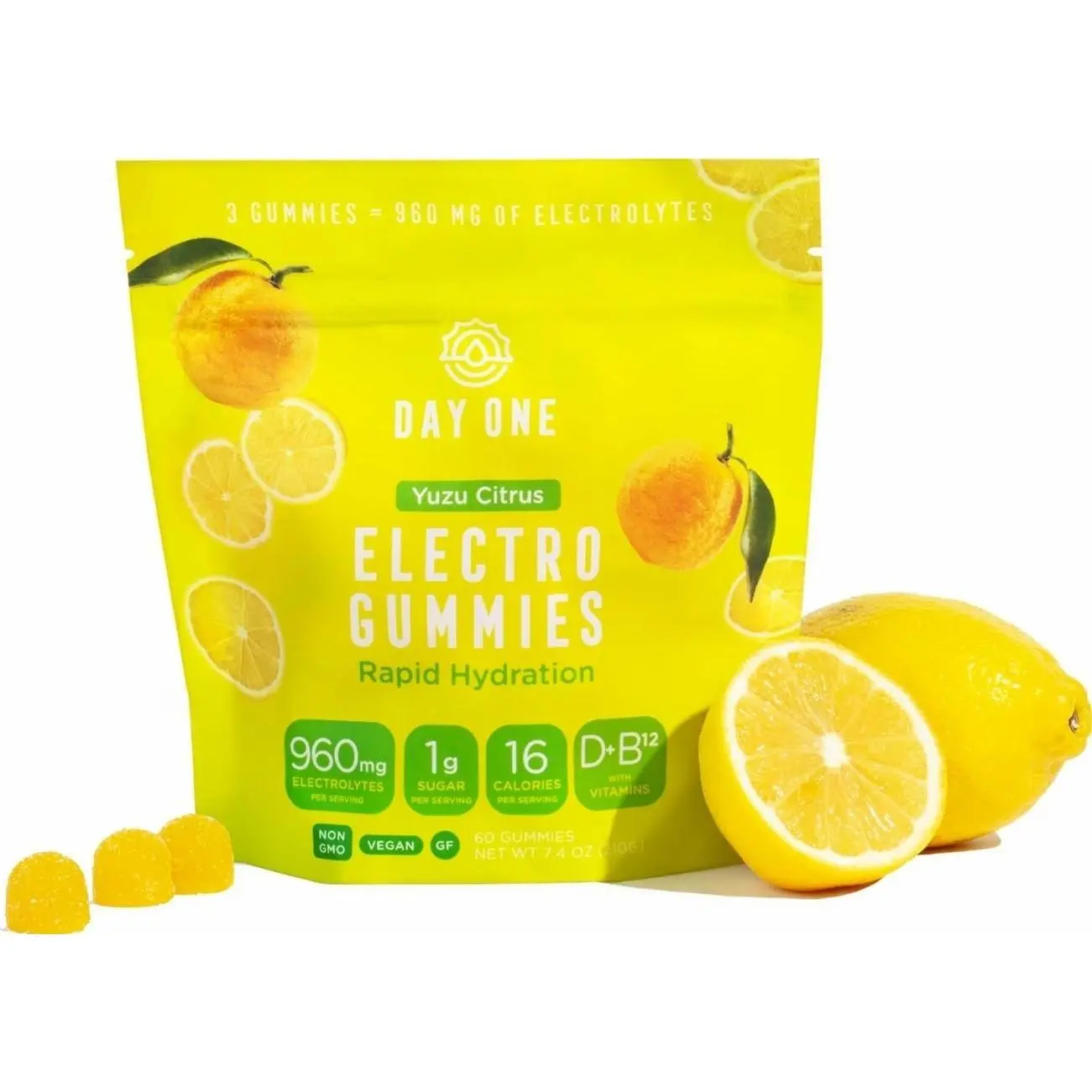 Day One ElectroGummies – Electrolyte Hydration Gummies – Ideal to Boost Hydration & Energy – Running, Workout – Sour Watermelon Flavored – 60 Gummies