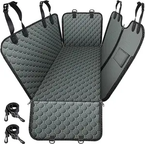 600D Heavy-Duty Waterproof Dog Car Seat Cover – Scratch-Resistant Back Seat Hammock for Dogs, Fits Sedan, Truck, and SUV, Black