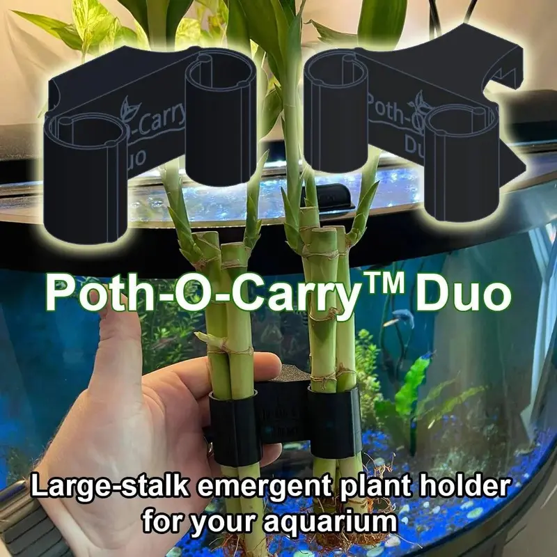 Poth-O-Carry® Duo: Expandable Grip Bamboo and Emergent plant holder for the rim of your aquarium