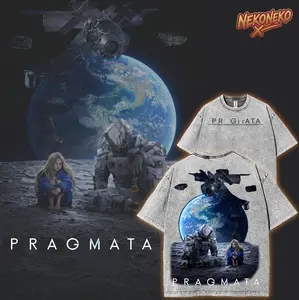 Pragmata Capcom Washed Graphic Tee, Earth & Space Astronaut Oversized Graphic T-shirt, Unisex Streetwear Loose-Fit Cotton Shirt, Gift For Gaming Apparel - men's & women's Outfits