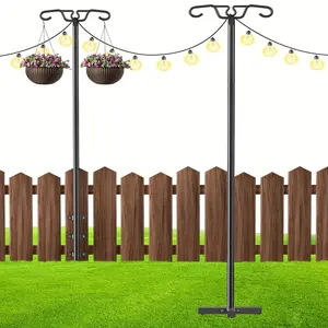 2024 2 Pack String Light Poles for Outside - 9Light Poles for Outdoor String Lights Hanging